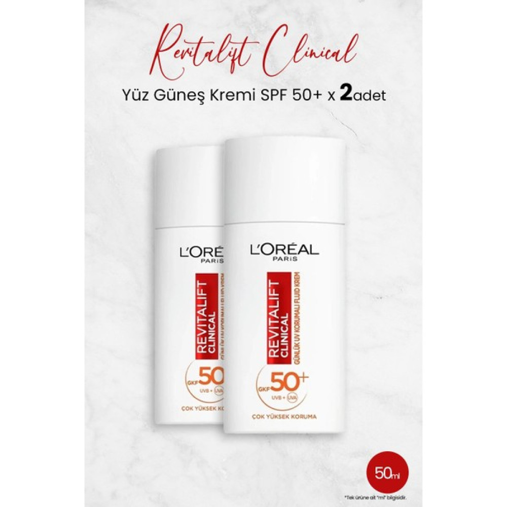 L'Oréal Paris Loreal Paris Revitalift Clinical Spf 50+ Yüz Güneş Kremi 50 ml x 2 Adet Güneş Kremleri ve Losyonları Fiyatı