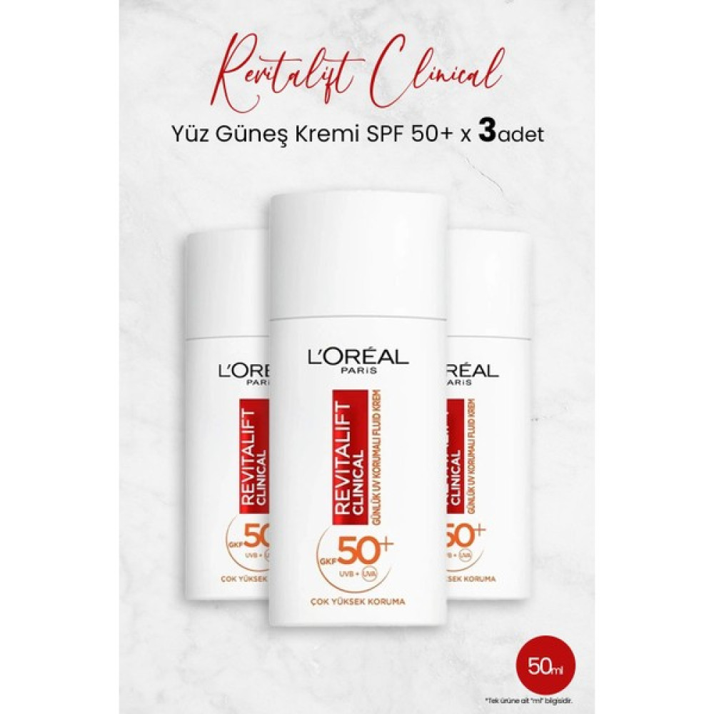 L'Oréal Paris Loreal Paris Revitalift Clinical Spf 50+ Yüz Güneş Kremi 50 ml x 3 Adet Güneş Kremleri ve Losyonları Fiyatı