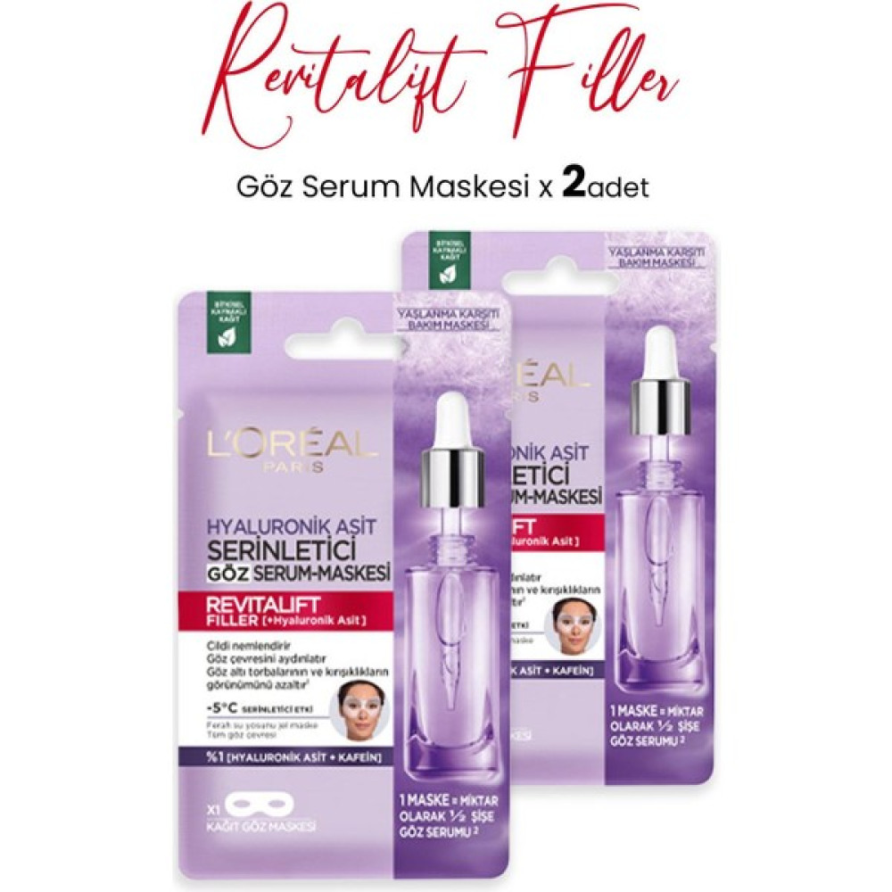 L'Oréal Paris Loreal Paris Revitalift Filler Dolgunlaştırıcı Göz Serum Maskesi 11 gr x 2 Adet Maskeler Fiyatı