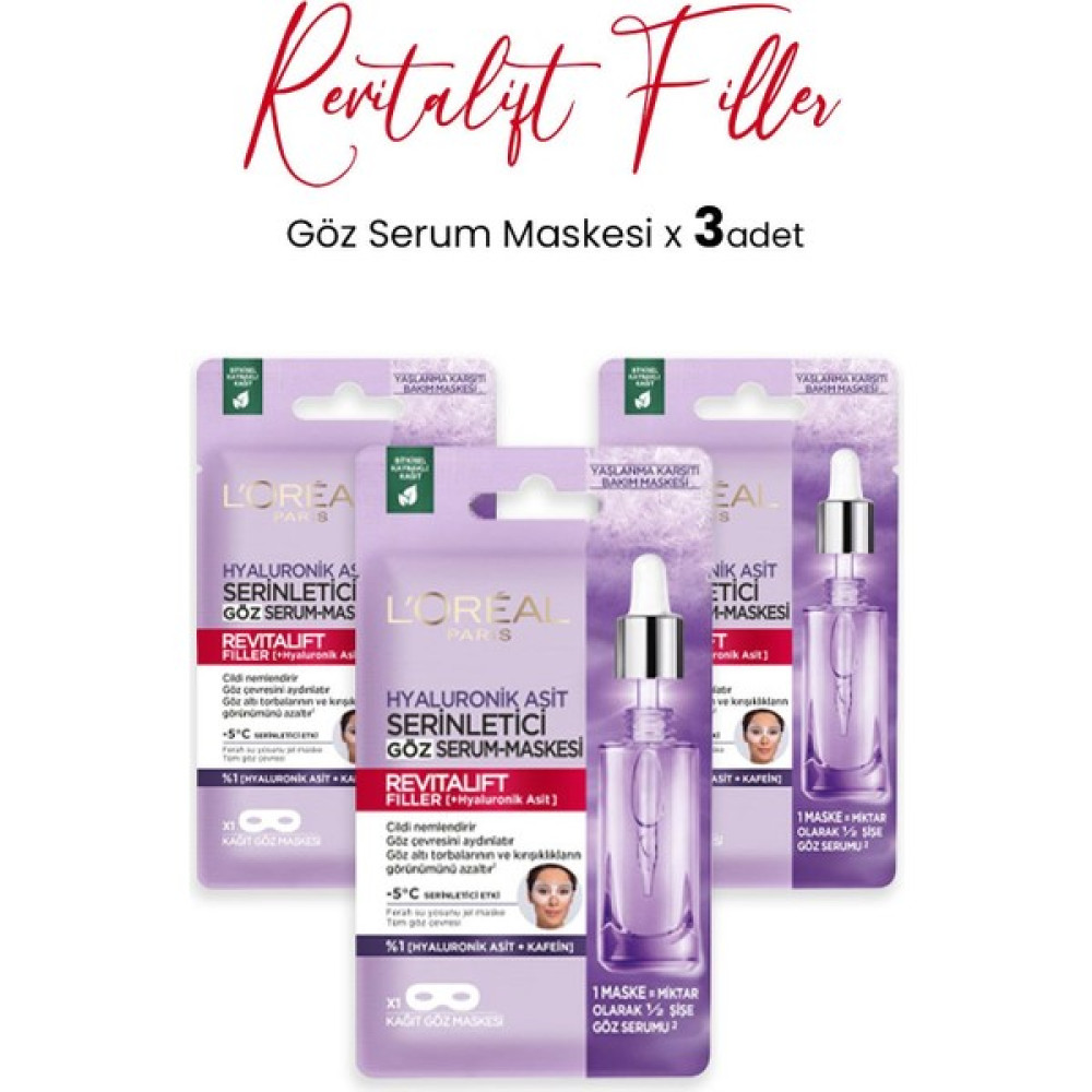 L'Oréal Paris Loreal Paris Revitalift Filler Dolgunlaştırıcı Göz Serum Maskesi 11 gr x 3 Adet Maskeler Fiyatı