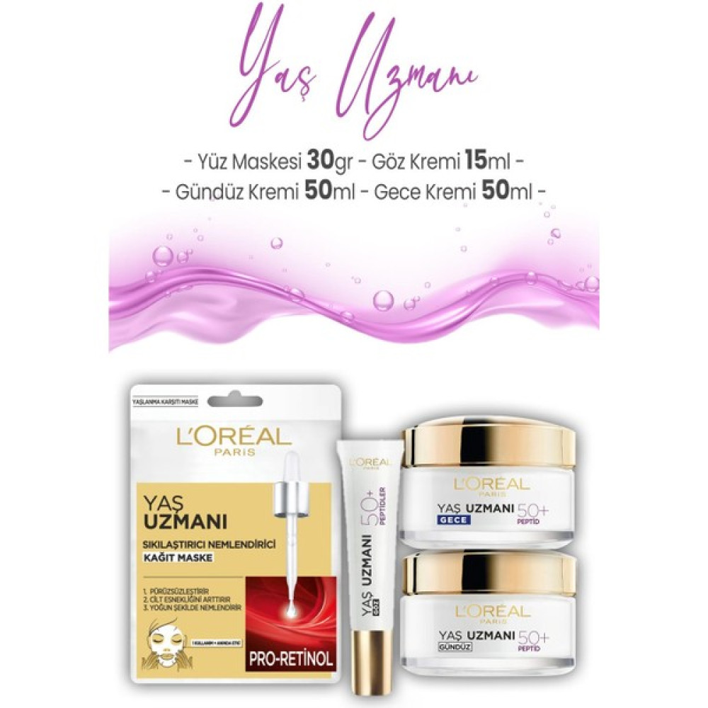L'oréal Paris Loreal Paris Yaş Uzmanı Buruşukluk Karşıtı 50+ Peptidler Bakım Seti 2 - 1 Gece Kremleri Fiyatı
