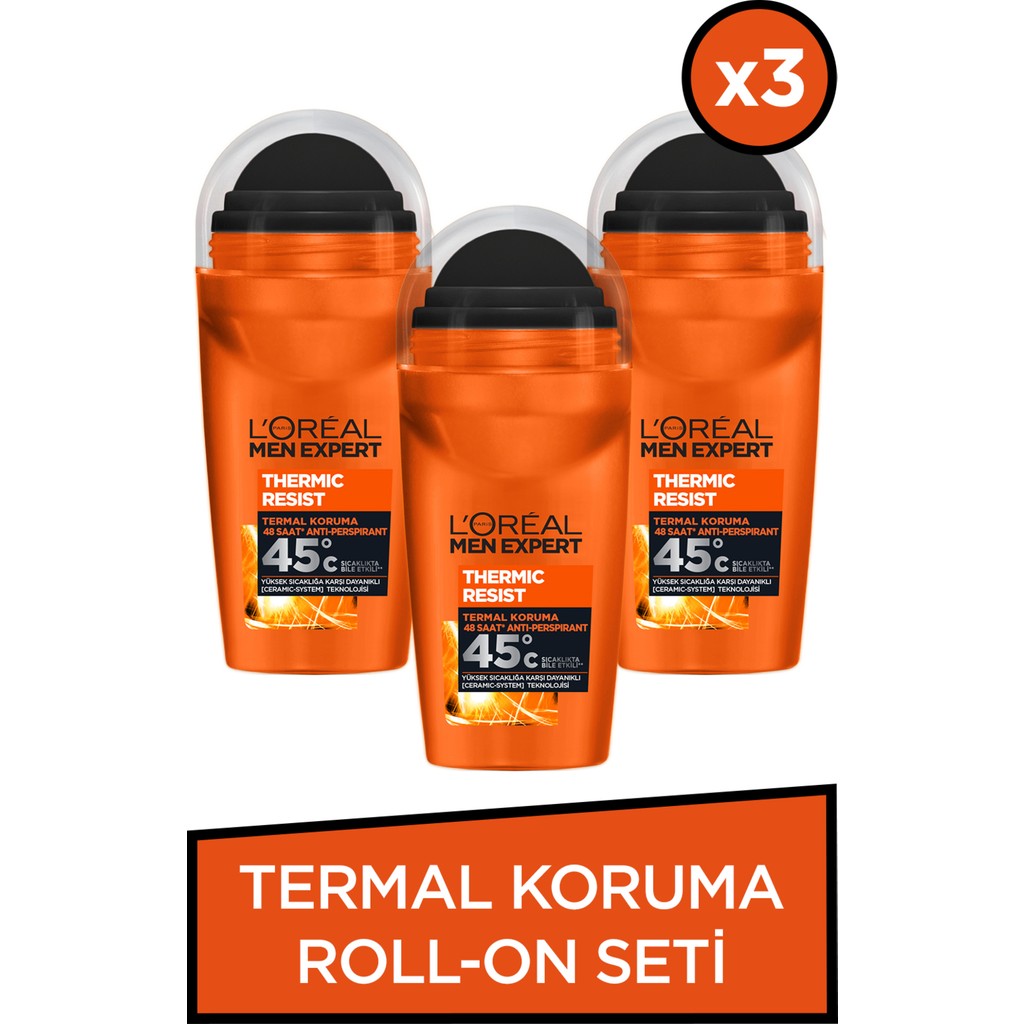 L'Oréal Paris Men Expert 3'lü L'oréal Paris Men Expert Thermic Resist Anti-Perspirant Roll On Deodorant 50 ml Seti Deodorantlar Fiyatı