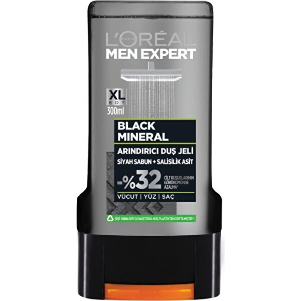Loreal Paris Men Expert Black Mineral Duş Jeli 300 ml Duş Jeli Duş Jelleri ve Banyo Köpükleri Fiyatı