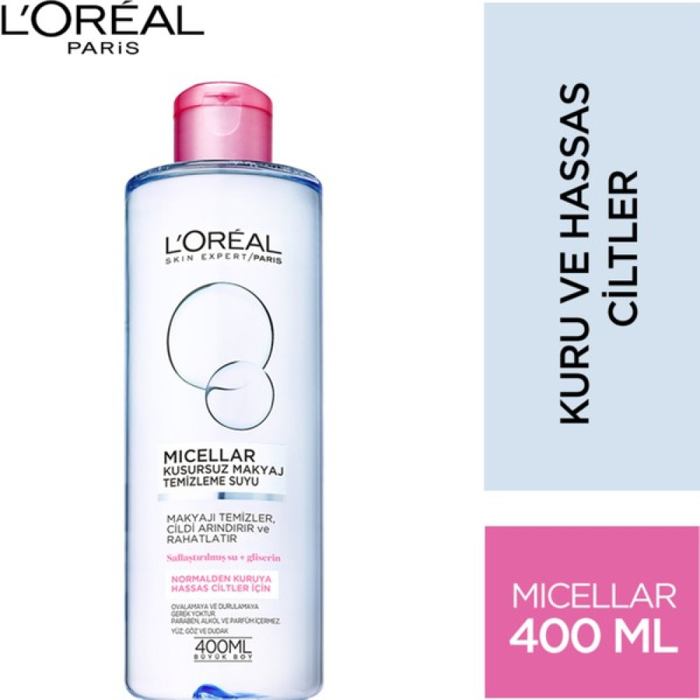 L'Oréal Paris Micellar Kusursuz Makyaj Temizleme Suyu Hassas 400ML Makyaj Temizleyicileri Fiyatı