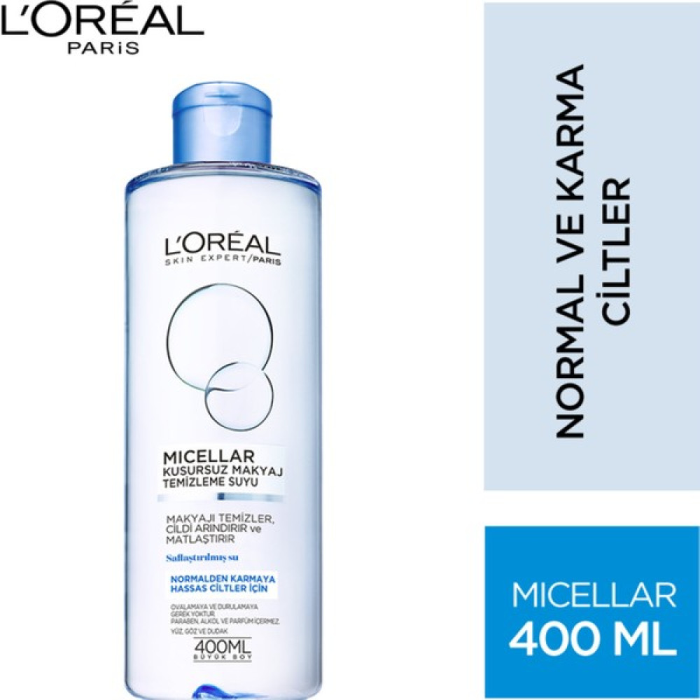 L'Oréal Paris Micellar Kusursuz Makyaj Temizleme Suyu Normal 400ML Makyaj Temizleyicileri Fiyatı