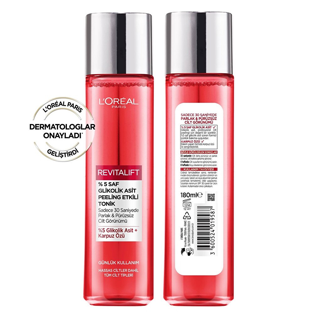 L'Oréal Paris Revitalift %5 Saf Glikolik Asit Peeling Etkili Tonik 180ml Cilt Temizleme ve Peeling Fiyatı