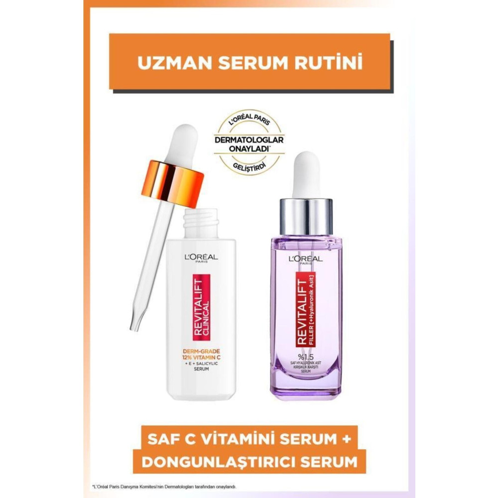 LOreal Paris Revitalift Clinical %12 Saf C Vitamini Serum & Revitalift Filler %1.5 Saf Hyaluronik Asit Serum Cilt ve Yüz Bakımı Fiyatı
