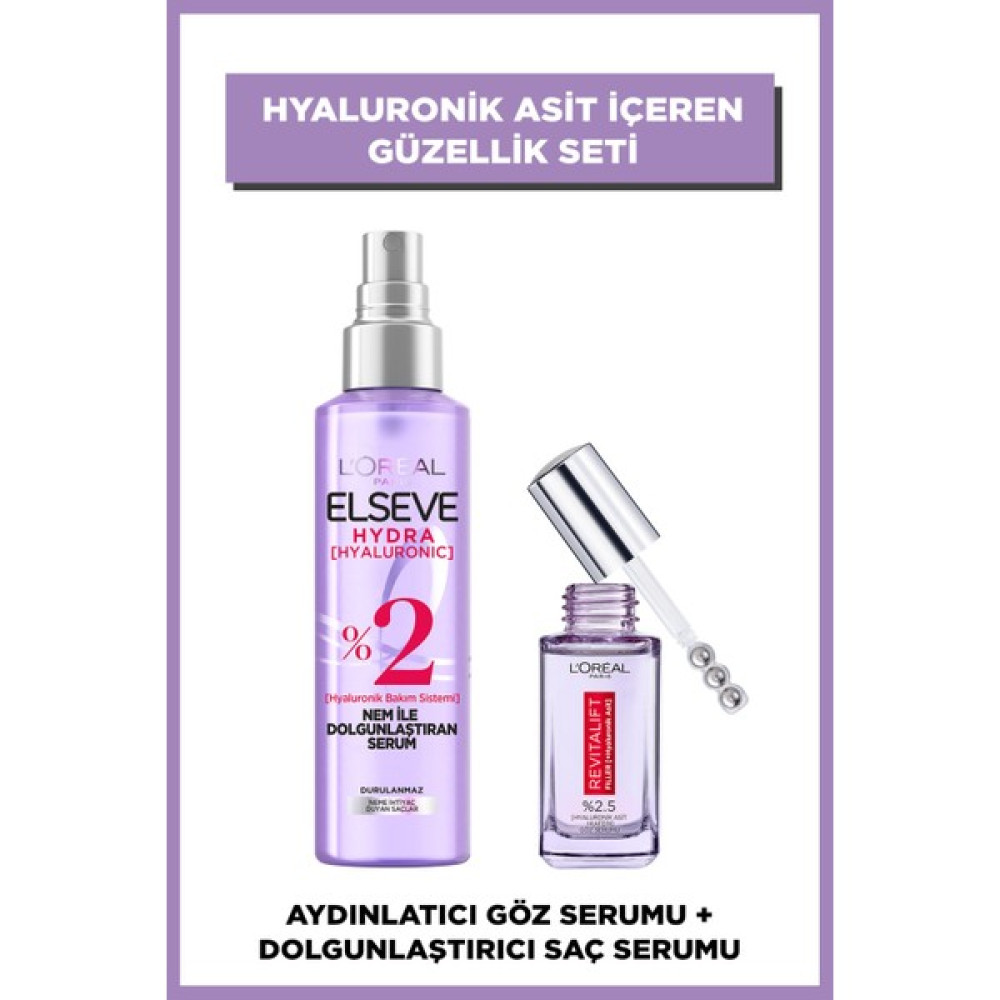 L'Oréal Paris Revitalift Filler Aydınlatıcı Göz Serumu 20ML & Elseve Hydra Nem ile Dolgunlaştıran Serum 150ML Göz Kremi Fiyatı