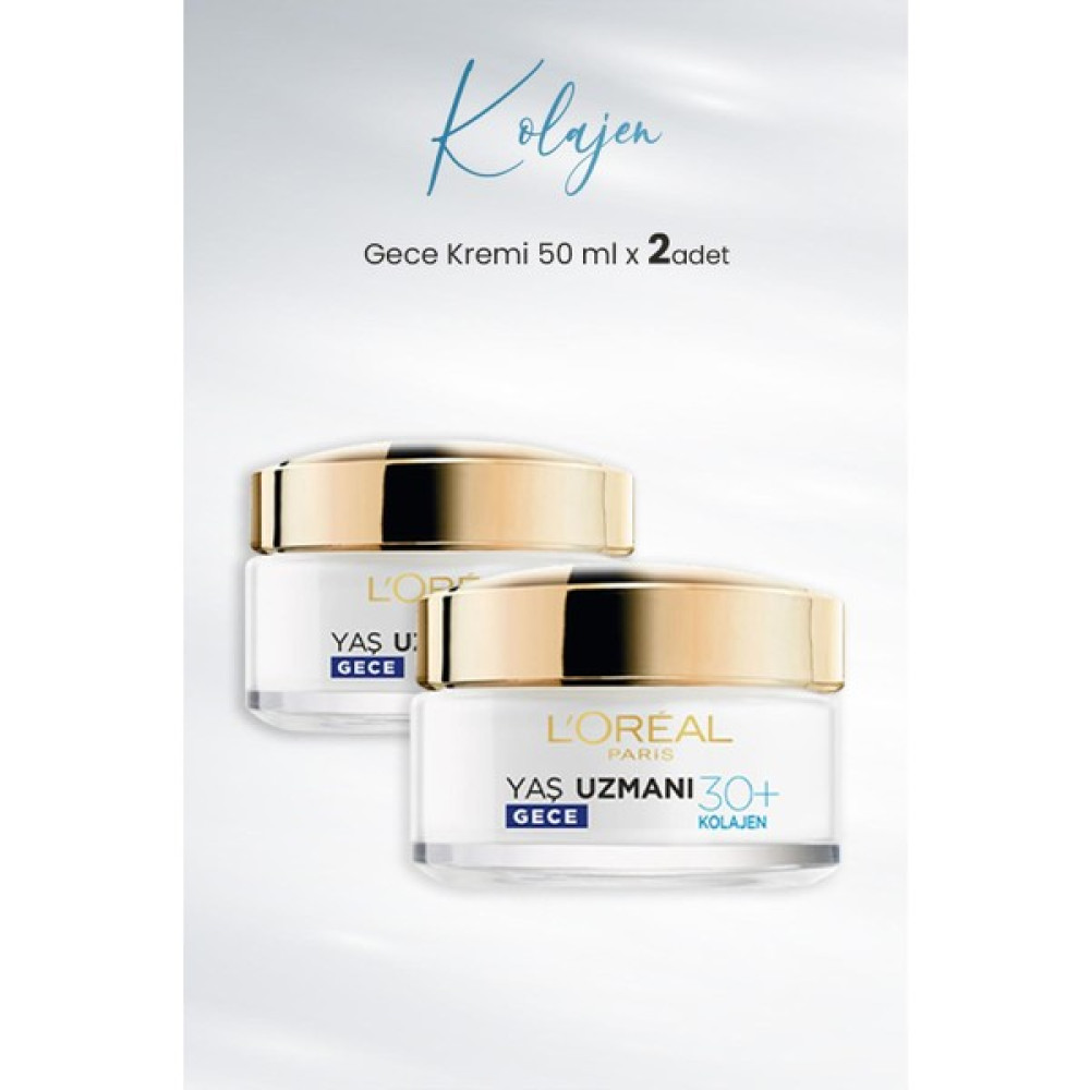 Loreal Paris Yaş Uzmanı Gece Kremi 30+ Kolajen 50 ml x 2 Adet - 1 Gece Kremleri Fiyatı