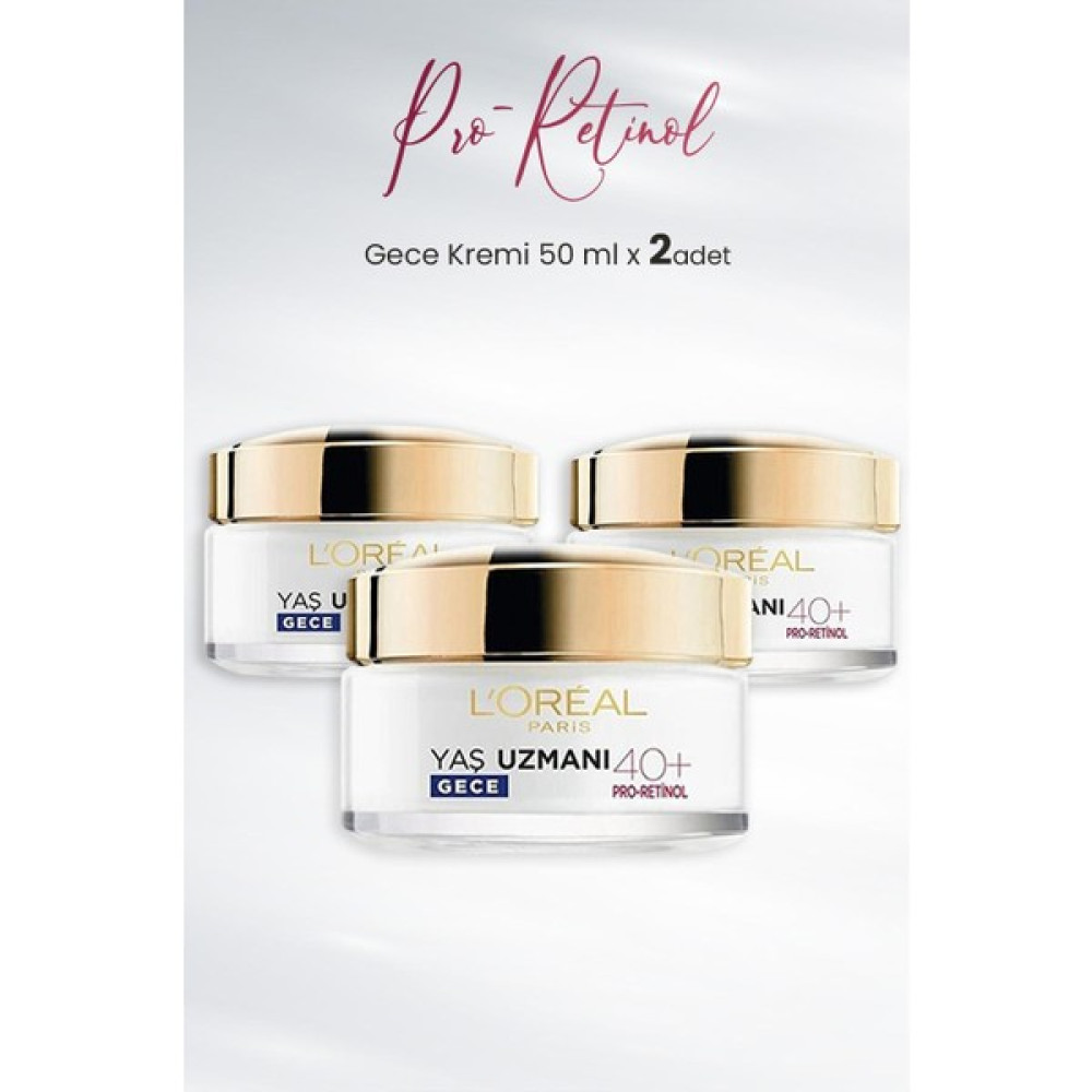 Loreal Paris Yaş Uzmanı Gece Kremi 40+ Pro-Retinol 50 ml x 3 Adet - 1 Gece Kremleri Fiyatı