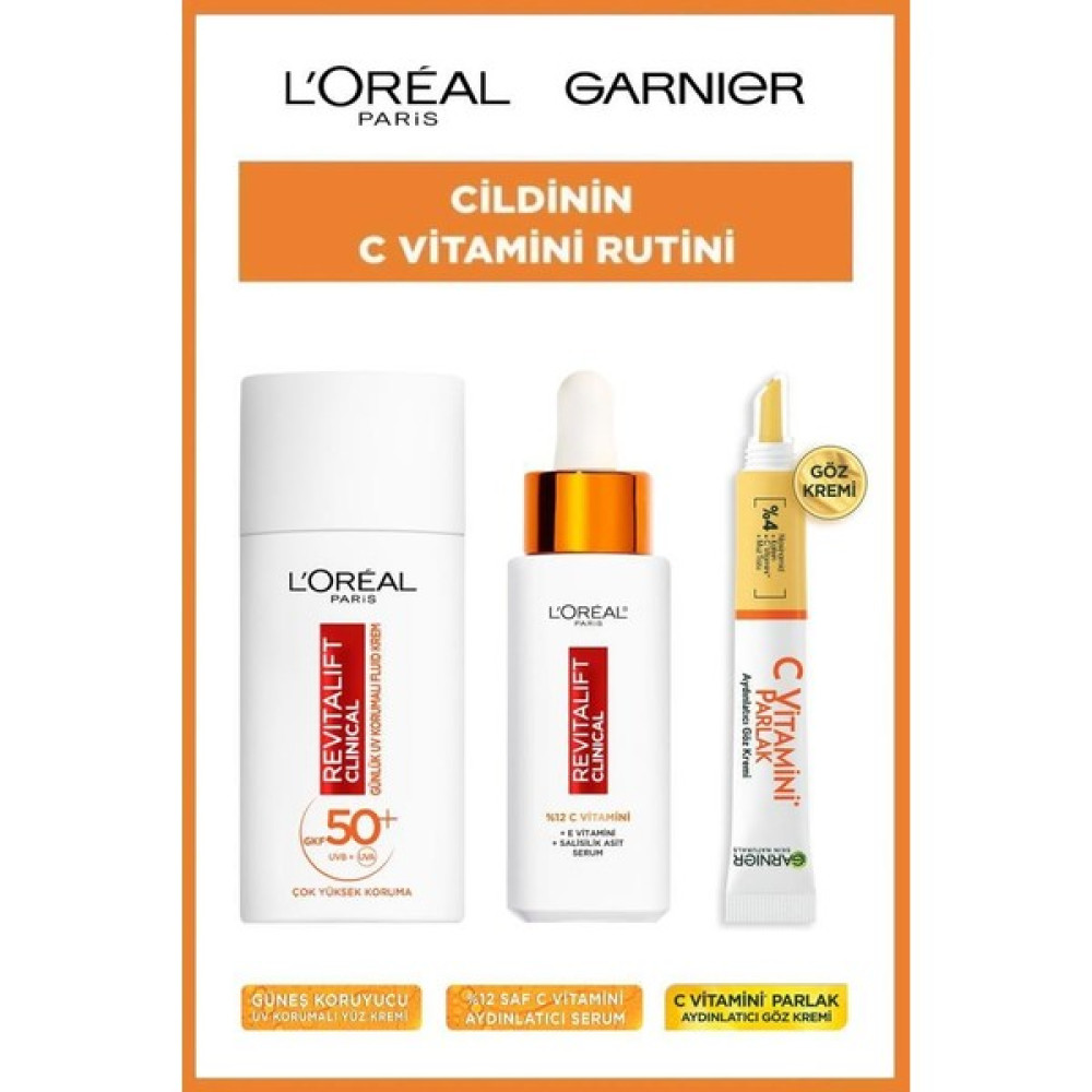 Loreal Yüksek Güneş Korumalı C Vitamin Güneş Kremi Serum Göz Kremi Seti Güneş Kremleri ve Losyonları Fiyatı