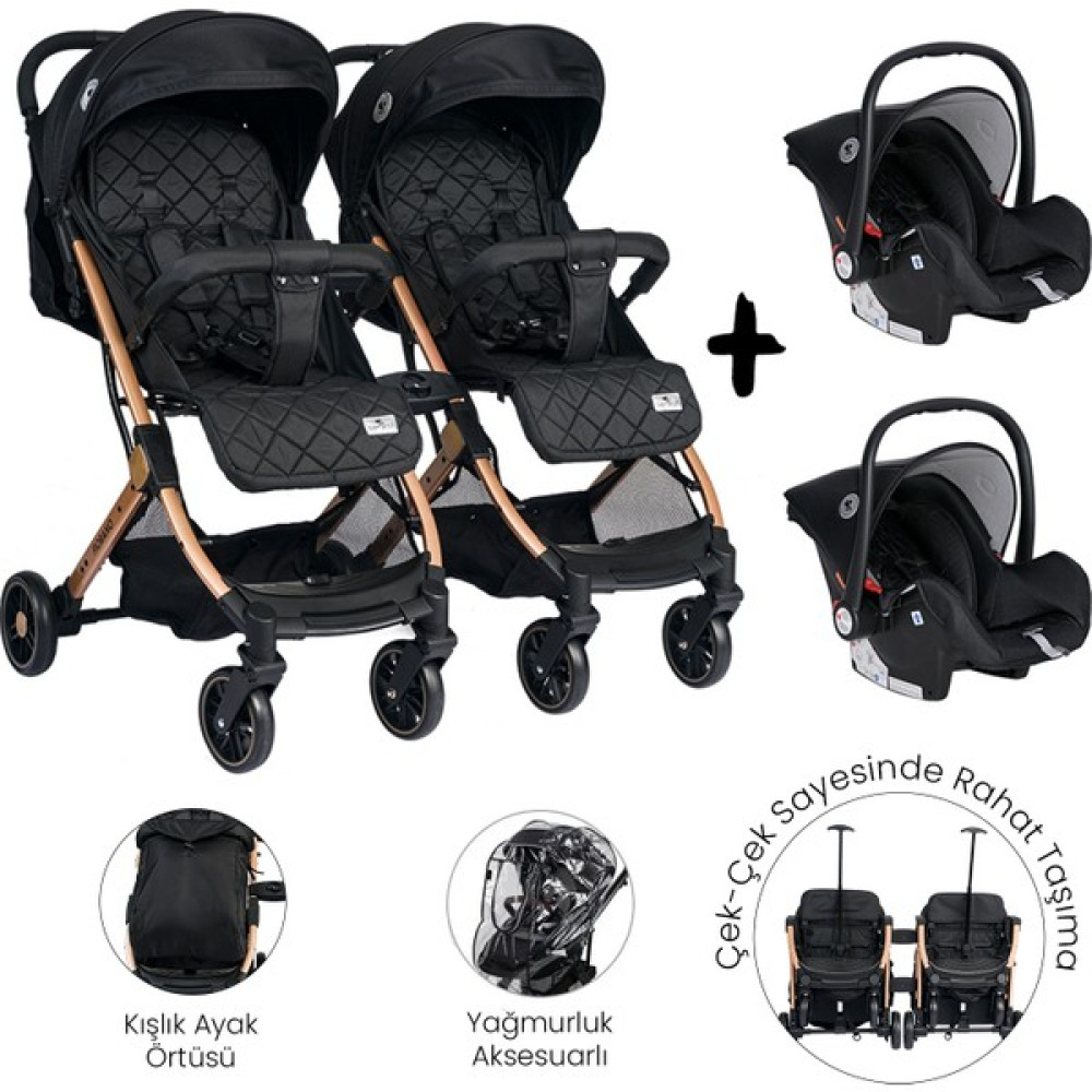 Lorelli Fiorano Kabin Set İkiz Bebek Arabası - Black - Siyah Oto Boyaları Fiyatı
