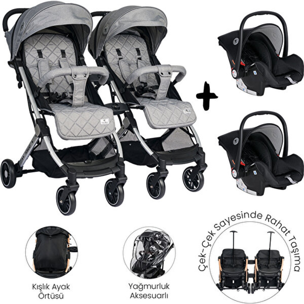 Lorelli Fiorano Kabin Set İkiz Bebek Arabası - Gri Bebek Arabası-Puset Aksesuarları Fiyatı