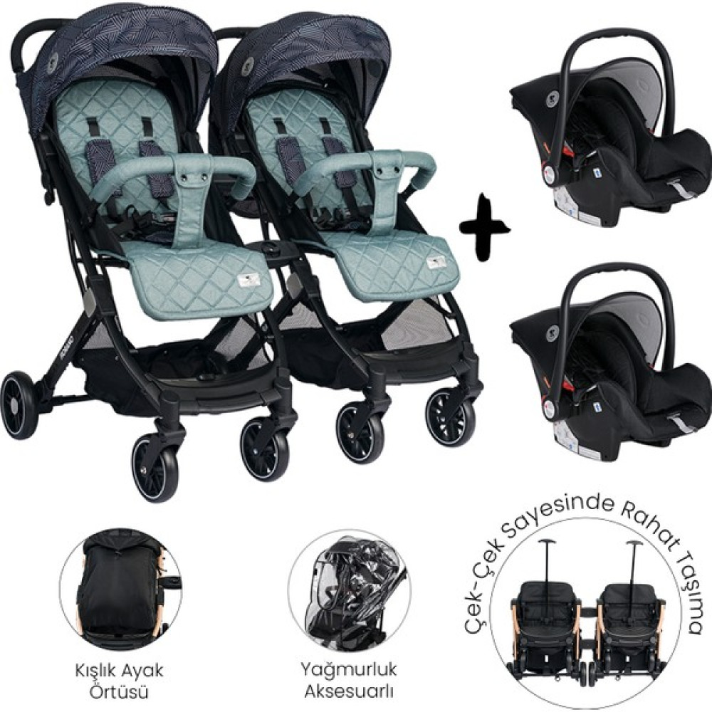 Lorelli Fiorano Kabin Set İkiz Bebek Arabası - Trooper - Yeşil Oto Boyaları Fiyatı