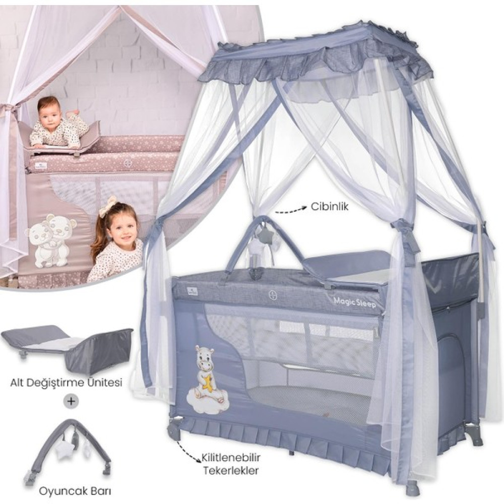 Lorelli Magic Sleep Park Yatak Beşik - Cool Grey Hippo Park Yatak / Oyun Parkı Fiyatı