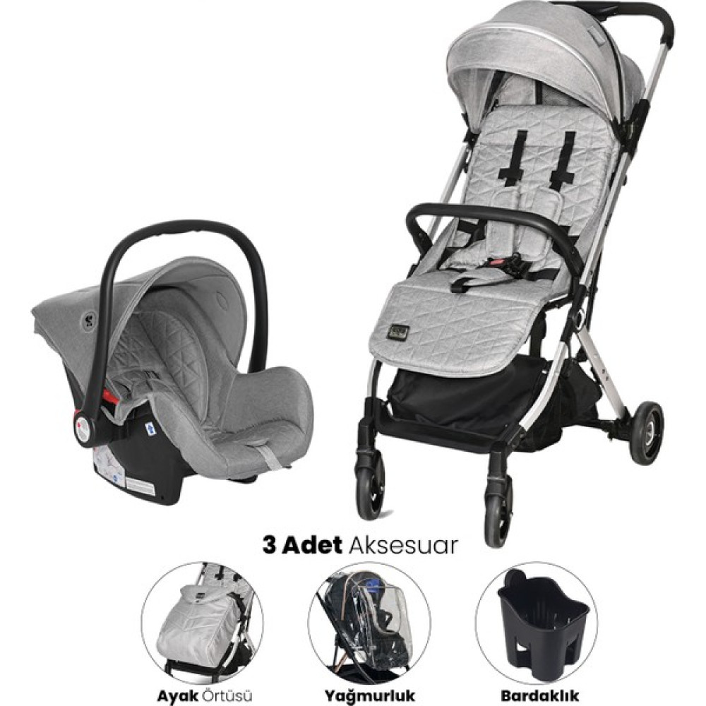Lorelli Myla Kabin Boy & Travel Set Bebek Arabası - Grey - Gri Bebek Arabası-Puset Aksesuarları Fiyatı