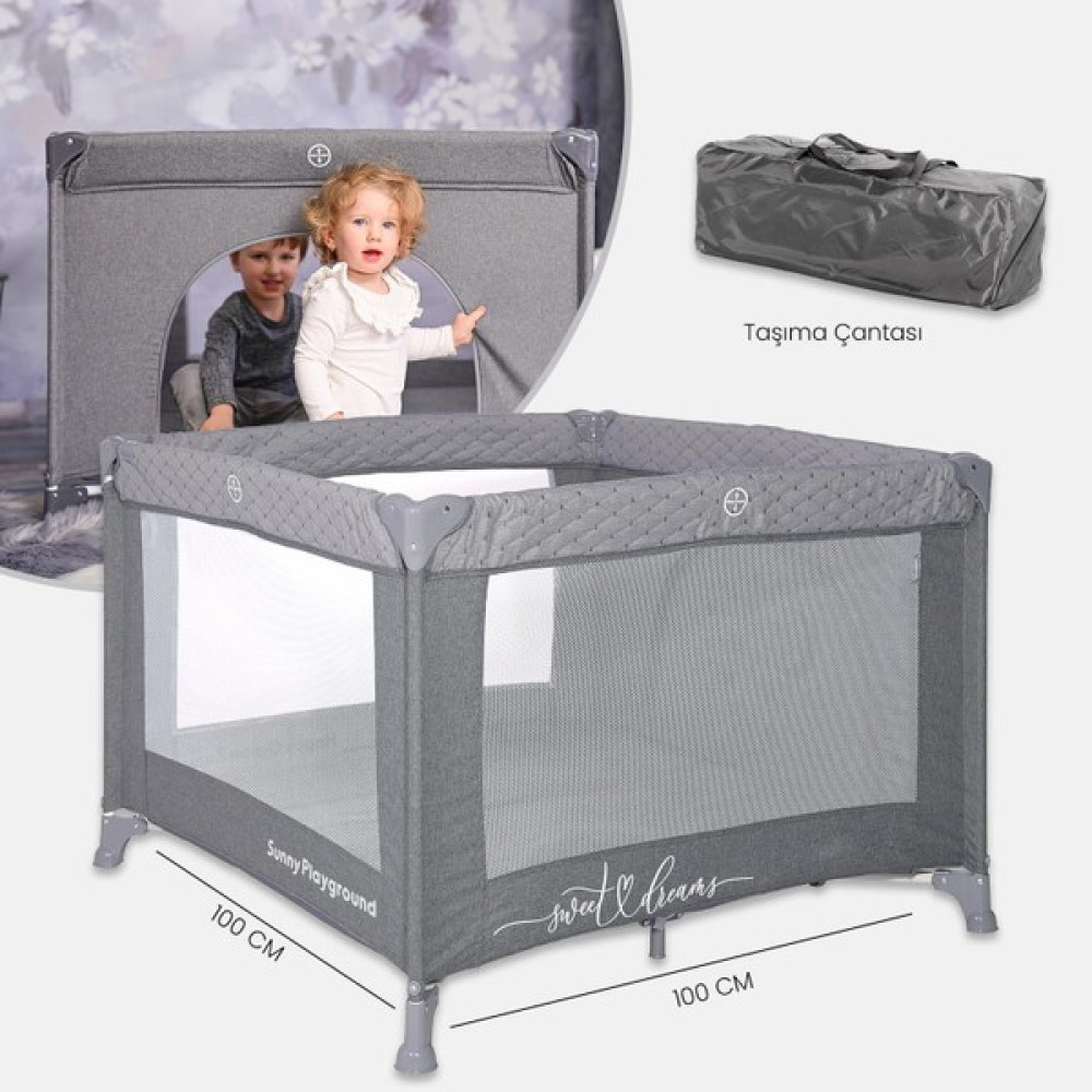 Lorelli Sunny Playground Oyun Parkı Oyun Alanı 100X100 cm - Cool Grey Star Park Yatak / Oyun Parkı Fiyatı