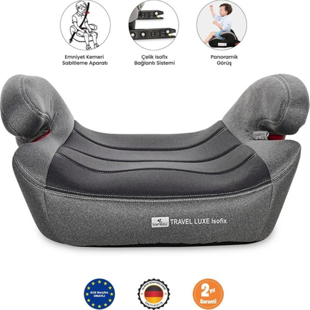 Lorelli Travel Luxe Isofix Yükseltici 15 - 36 kg - Grey Black - Gri Bebek Oto Koltuk Yükseltici Fiyatı