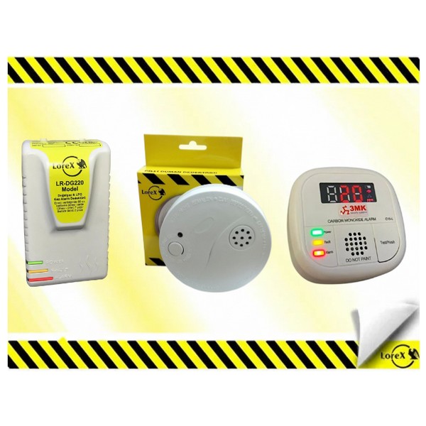 Lorex Doğalgaz Alarm Cihazı + 3MK-C15-L Dijital Pilli Karbonmonoksit Dedektörü+ Kablosuz Pilli Duman Dedektörü - .. Diğer Fiyatı
