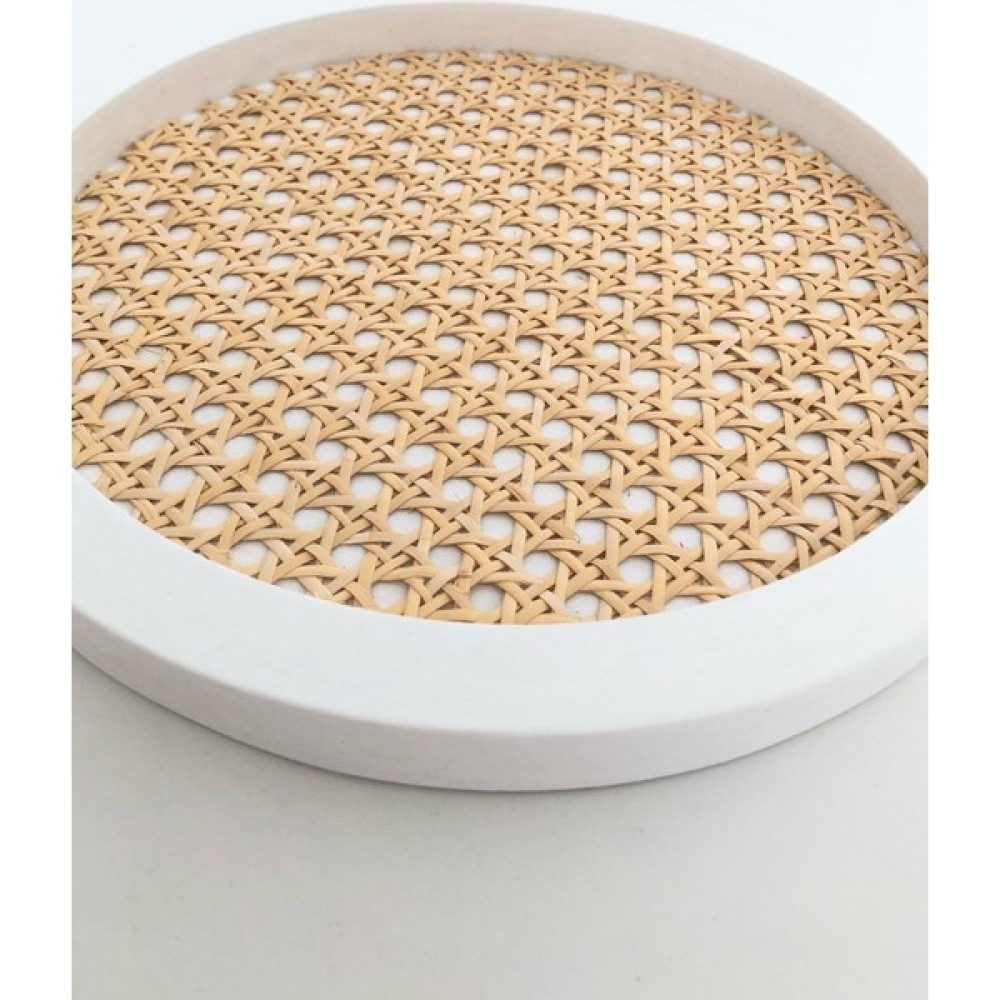 Lorien's Home %100 Doğal Rattan Hazeran Yuvarlak Beyaz Tepsi 28 cm Servis Tepsisi Fiyatı