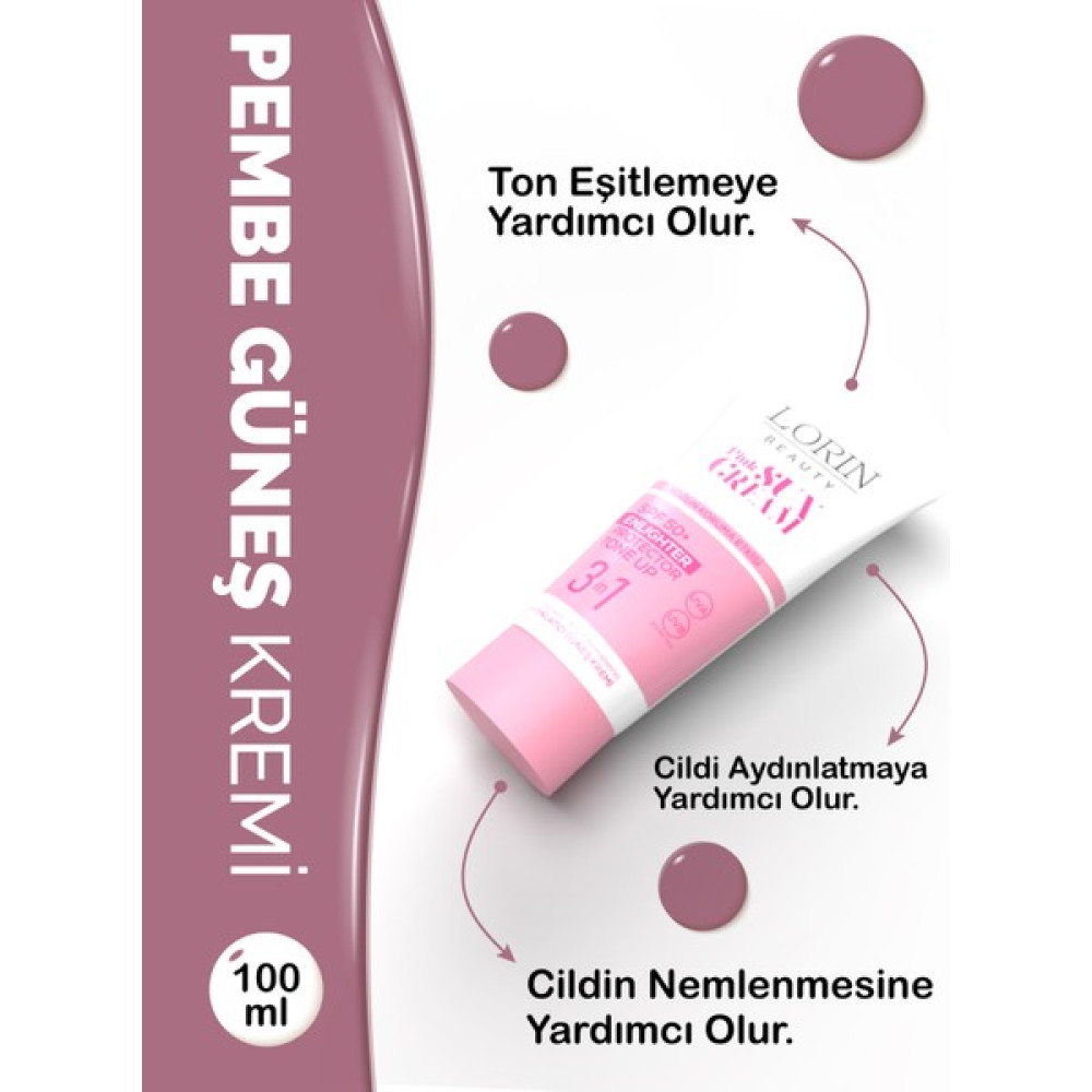 Lorin Beauty Aydınlatıcı Pembe Güeş Kremi 100 ml X2 Adet Güneş Kremleri ve Losyonları Fiyatı