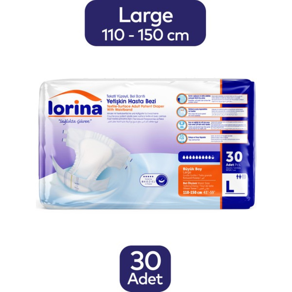 Lorina Emici Bel Bantlı Hasta Bezi Large 30 Adet - L Hasta Bezleri ve Temizliği Fiyatı