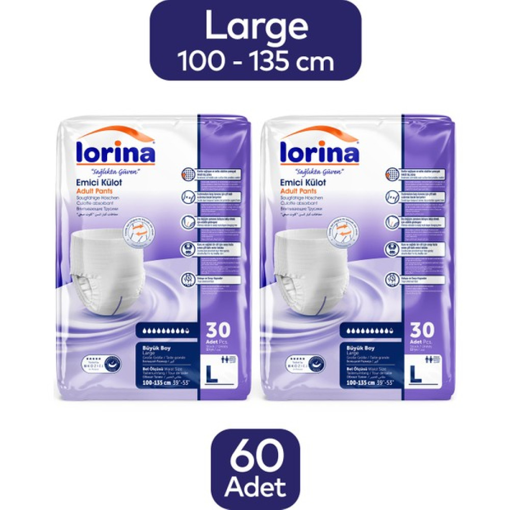 Lorina Emici Külot Large 60 Adet - L - Beyaz Hasta Bezleri ve Temizliği Fiyatı