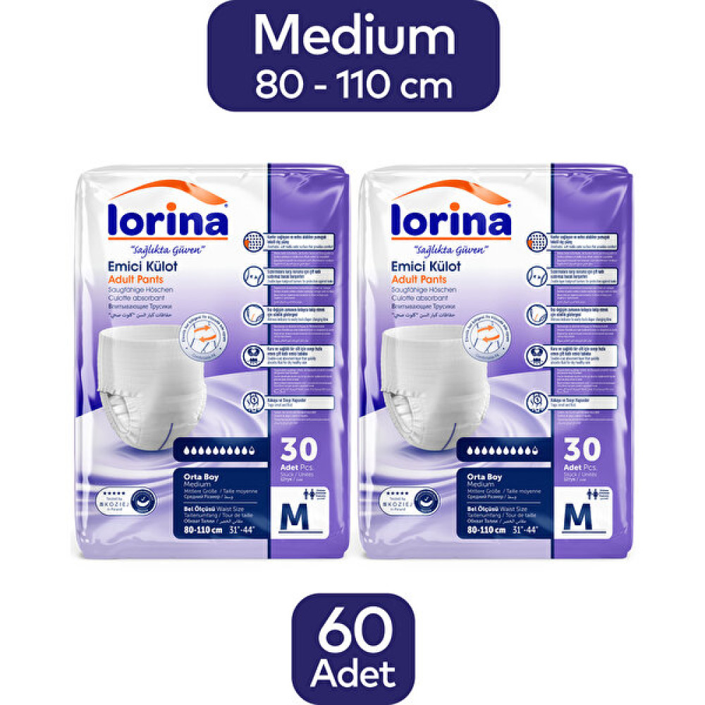 Lorina Emici Külot Orta Boy 60 Adet Medium - M - Beyaz Hasta Bezleri ve Temizliği Fiyatı