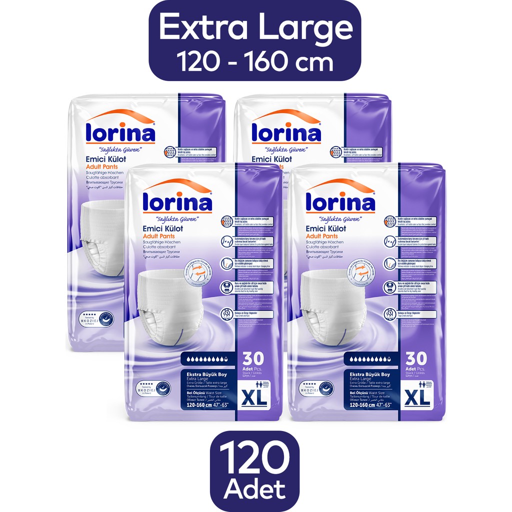 Lorina Külotlu Bez 4 x 30 Adet - XL Hasta Bezleri ve Temizliği Fiyatı
