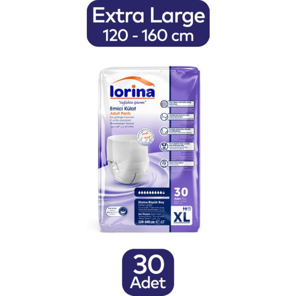 Lorina XL Külotlu Bez 1 Paket 30 Adet Hasta Bezleri ve Temizliği Fiyatı