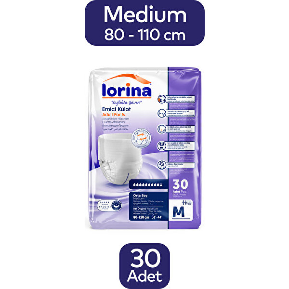 Lorina Yetişkin Emici Külot Medium 30'Lu Paket - M Hasta Bezleri ve Temizliği Fiyatı
