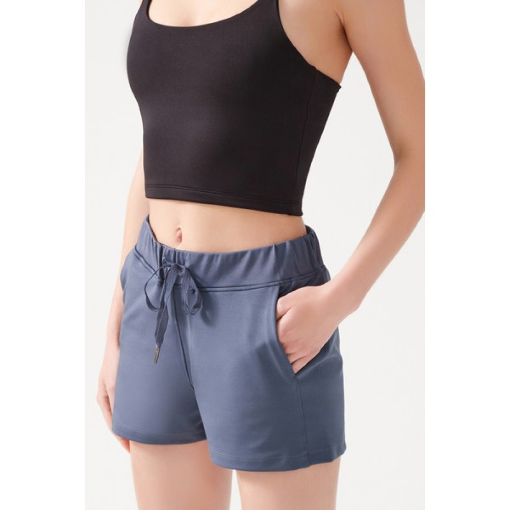 Los Ojos Kadın Antrasit Cepli Beli Lastikli Basic Fit Spor Şort Shorts Bayan Şort Fiyatı