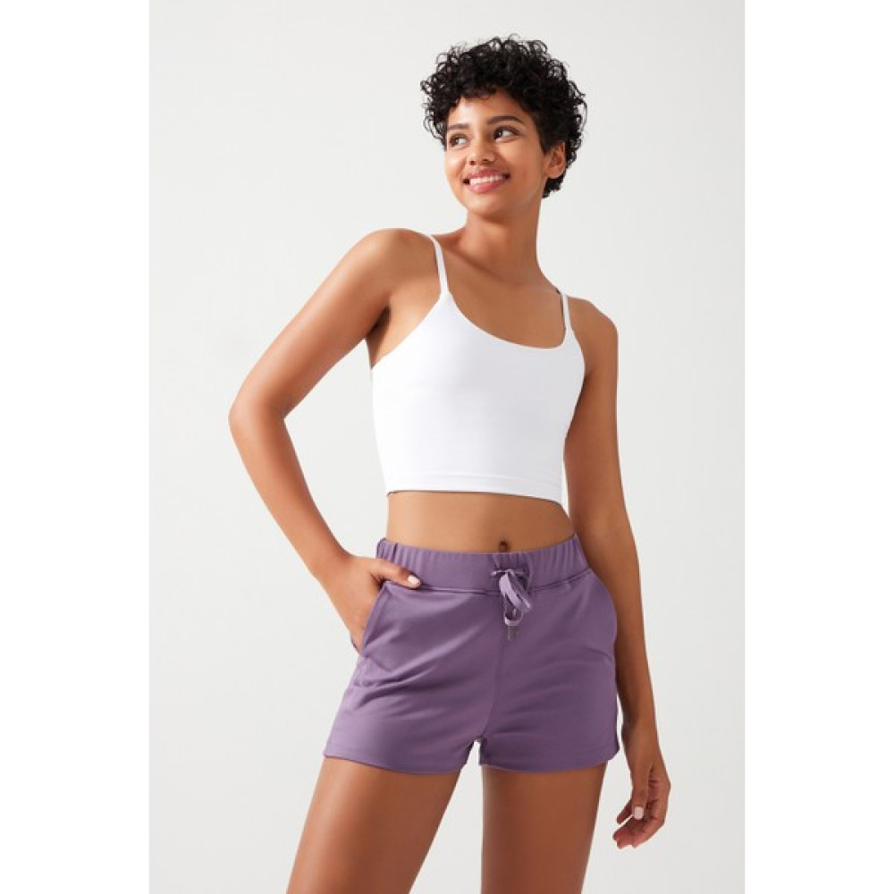 Los Ojos Kadın Lila Cepli Beli Lastikli Basic Fit Spor Şort Shorts Bayan Şort Fiyatı