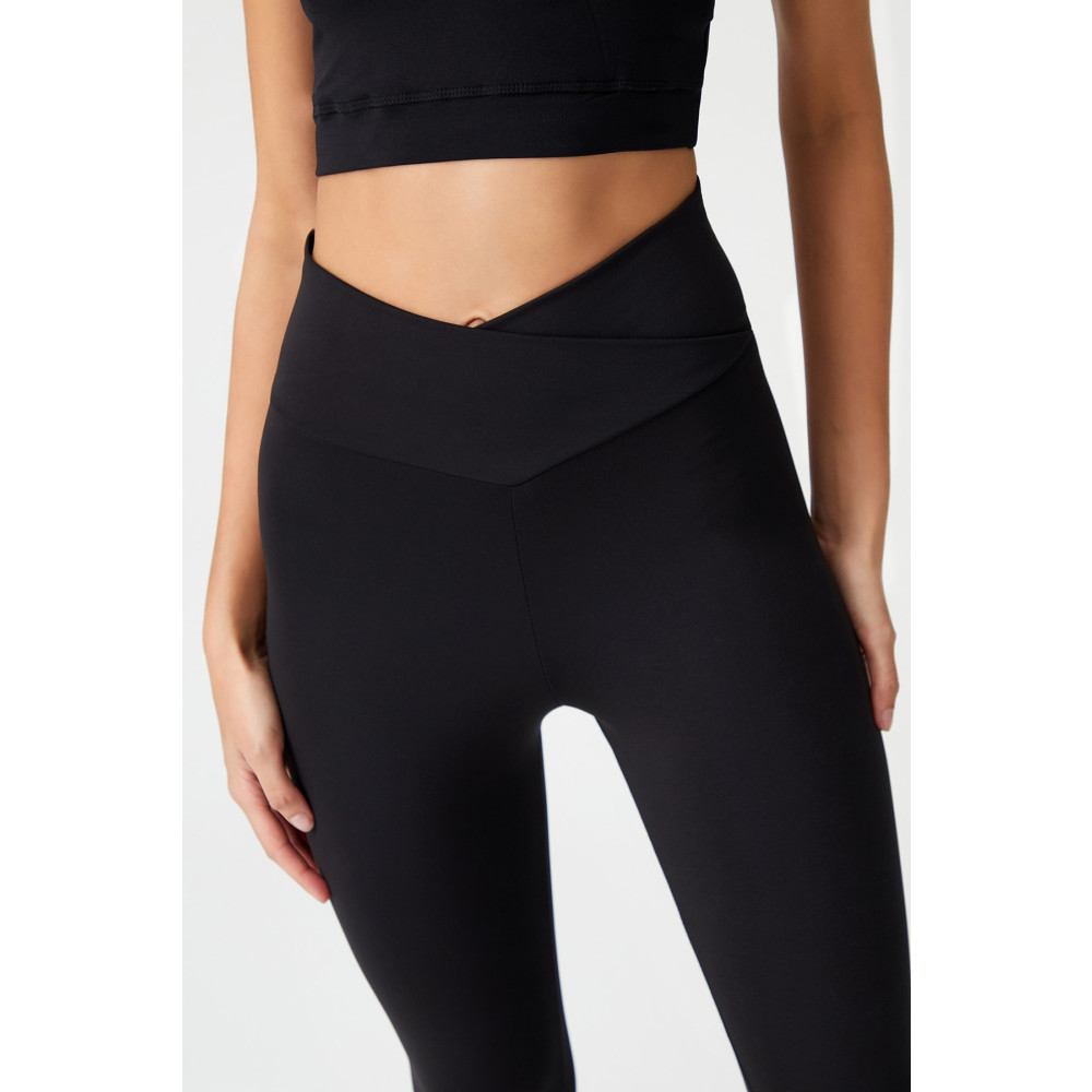 LOS OJOS Siyah Çapraz Bel Detaylı Cross Waist Tayt XXL Beden Tayt Fiyatı