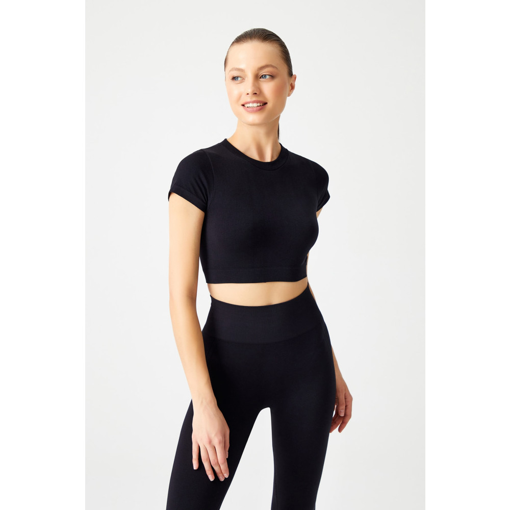 LOS OJOS Siyah Seamless Yumuşak Dokulu Spor T-Shirt S Beden T-Shirt & Sweatshirt (Outdoor) Fiyatı