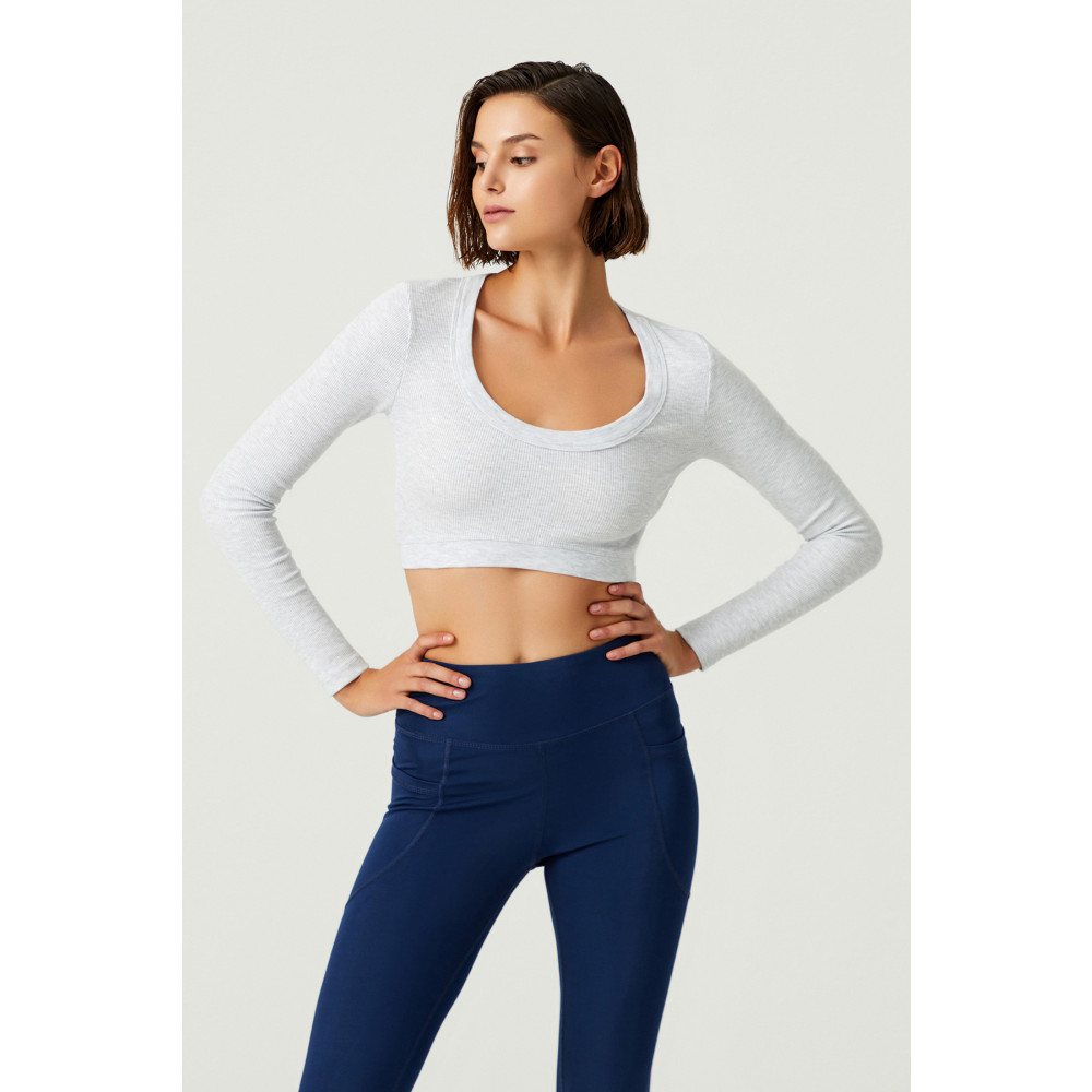 LOS OJOS x Melodi Gri Pamuklu Fitilli Uzun Kollu Crop Spor Bluz S Beden Bluz Fiyatı