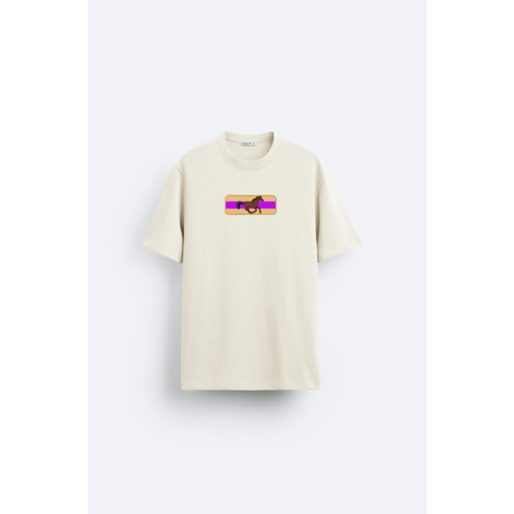 Loss Buttom Ağır Kumaş Horse Oversize T-Shirt Erkek T-shirt Fiyatı