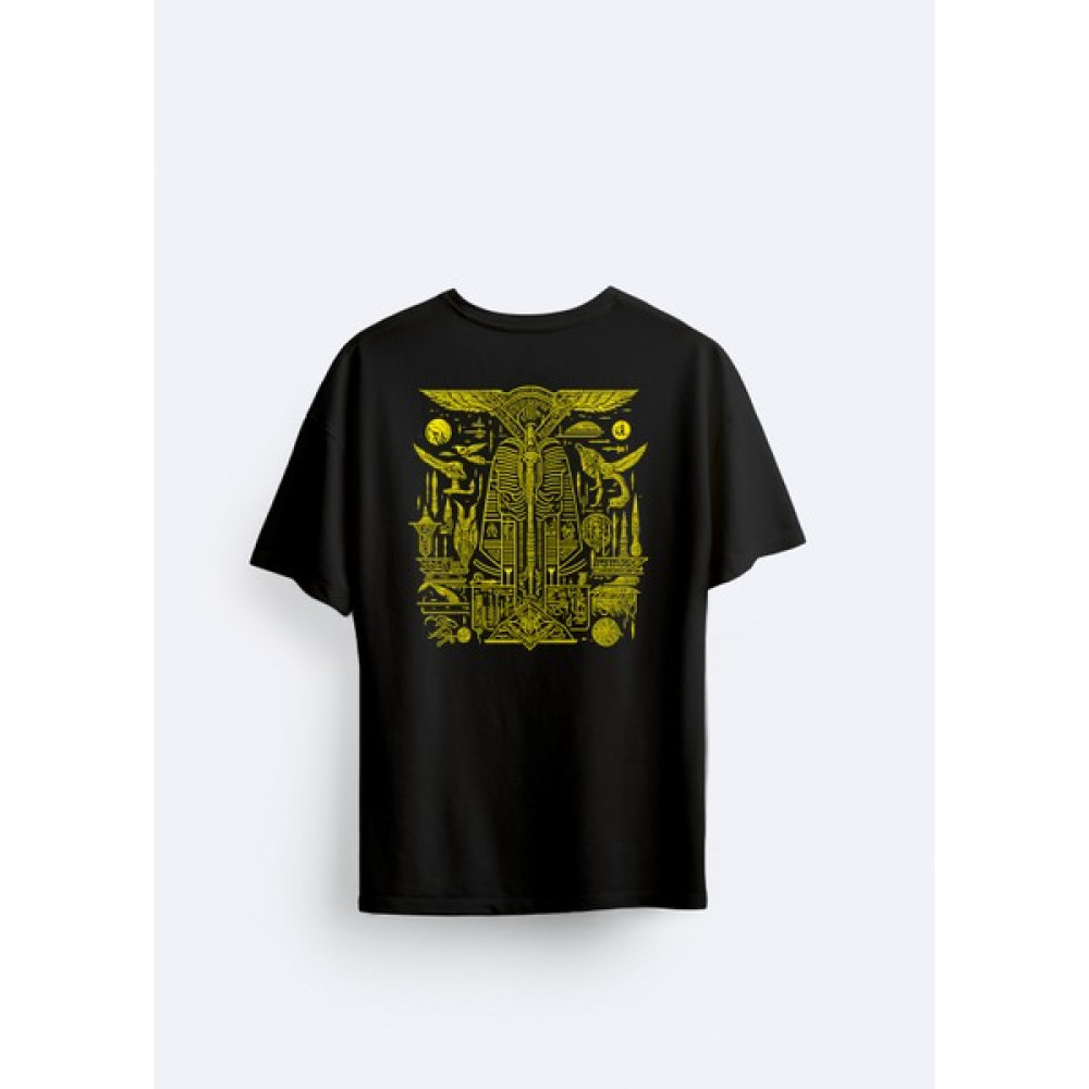 Loss Buttom Egyptian Hieroglyphs Kabartma Baskılı Likralı T-Shirt Erkek T-shirt Fiyatı