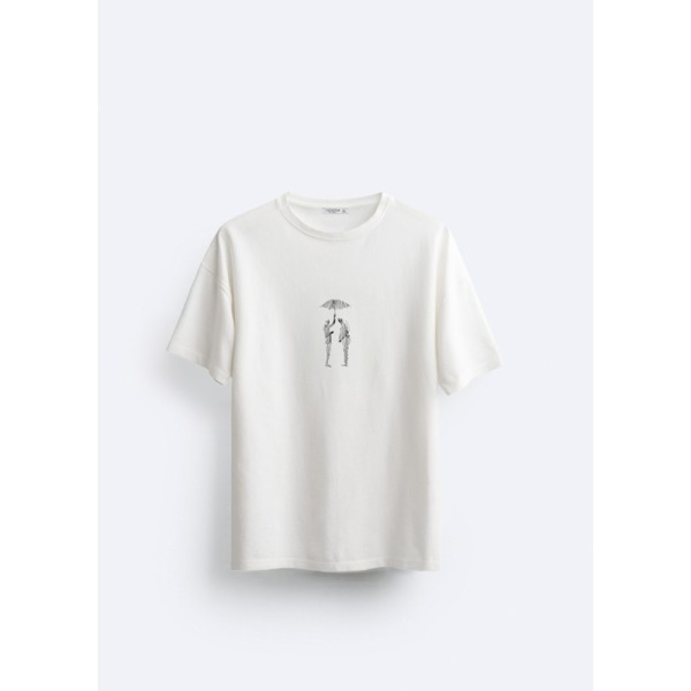 Loss Buttom Umbrella Basklılı Oversize Fit T-Shirt Erkek T-shirt Fiyatı