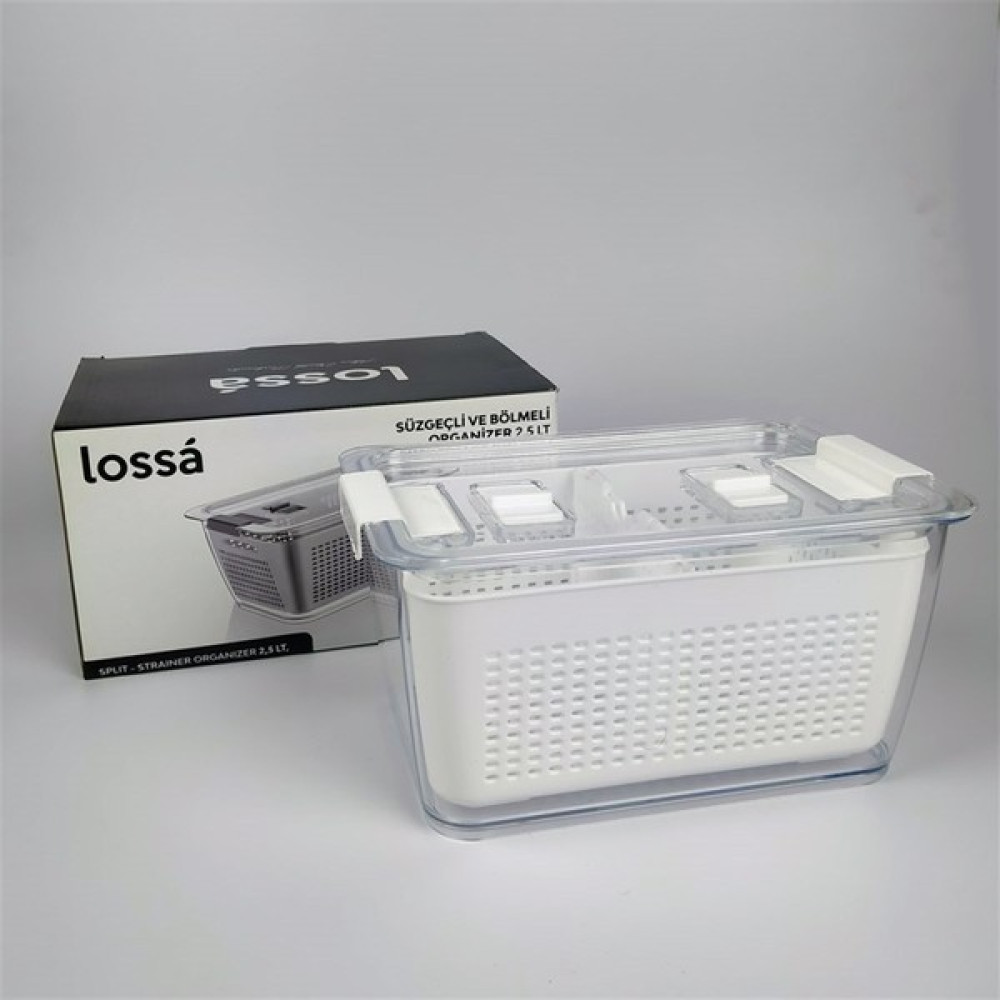 Lossa Süzgeçli ve Bölmeli Organizer 2,5 Lt Beyaz - 1 Adet Saklama Kapları Fiyatı