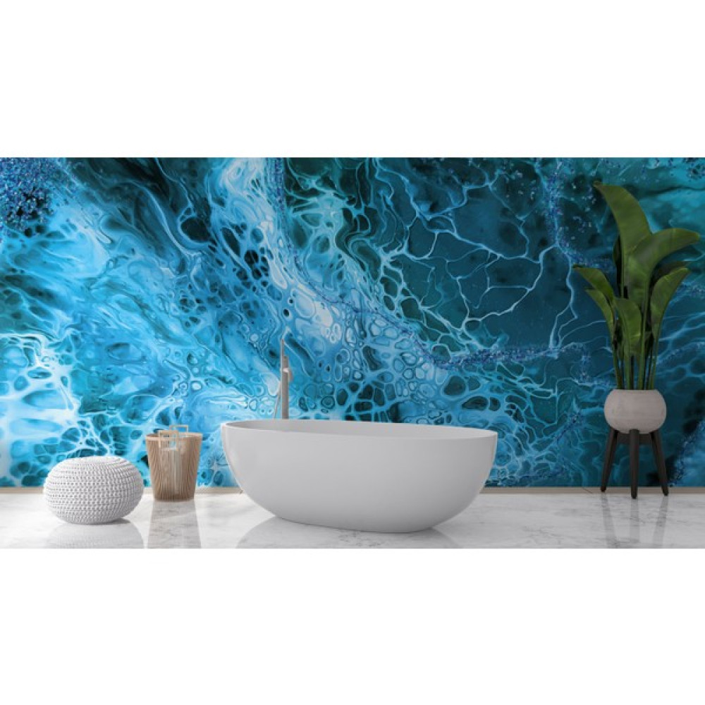 Lotus Aura Mavi Mermer Desenli Salon Banyo Mutfak Duvar Kağıdı - 304 x 190 cm Duvar Kağıdı Fiyatı