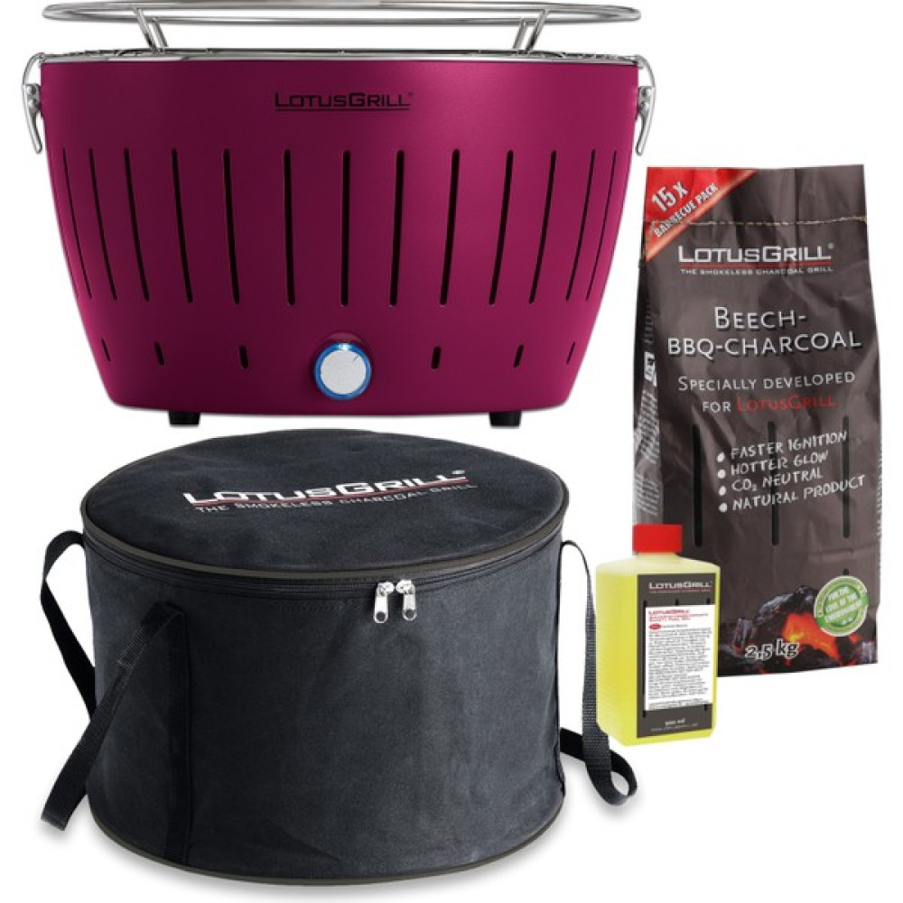 Lotus Grill Lotusgrill Kömürlü Dumansız Mangal Klasik Set ( Çanta + 2,5 kg Kömür +1 Jel ) Mürdüm - Mor Bahçe Mangalı & Barbekü Fiyatı