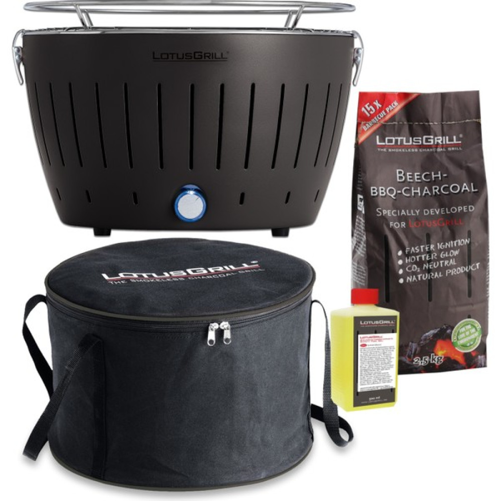 Lotus Grill Lotusgrill Kömürlü Dumansız Mangal Klasik Set ( Çanta +2,5kg Kömür +1 Jel ) Antrasit Gri - Siyah Bahçe Mangalı & Barbekü Fiyatı