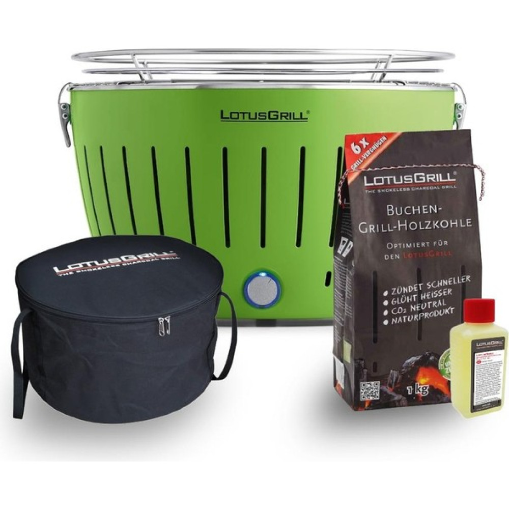 Lotus Grill Lotusgrill Kömürlü Dumansız Mangal Klasik Set ( Çanta + 2,5kg Kömür +1 Jel ) Limon Yeşili - Yeşil Bahçe Mangalı & Barbekü Fiyatı