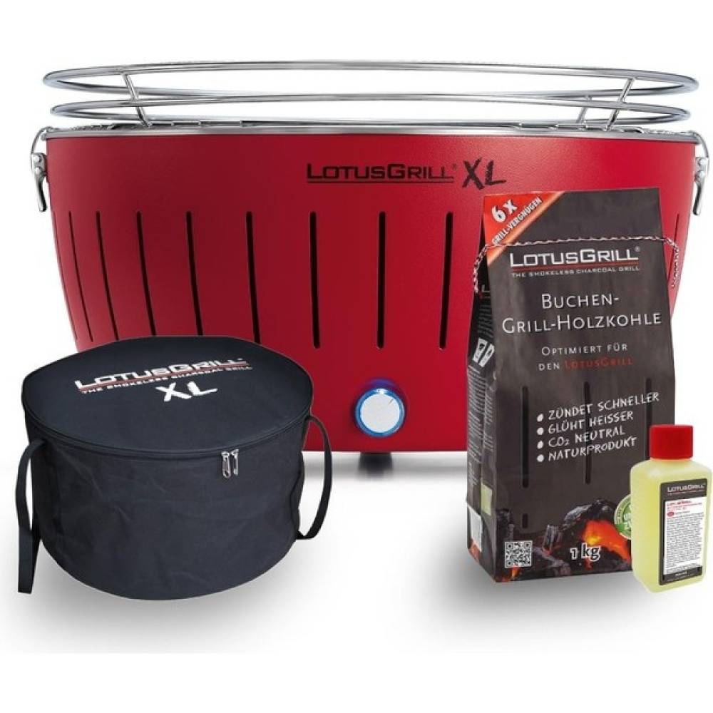 Lotus Grill Lotusgrill Xl Kömürlü Dumansız Mangal Kırmızı Set ( Çanta + 2,5kg Kömür + Yakıt Jeli ) Bahçe Mangalı & Barbekü Fiyatı