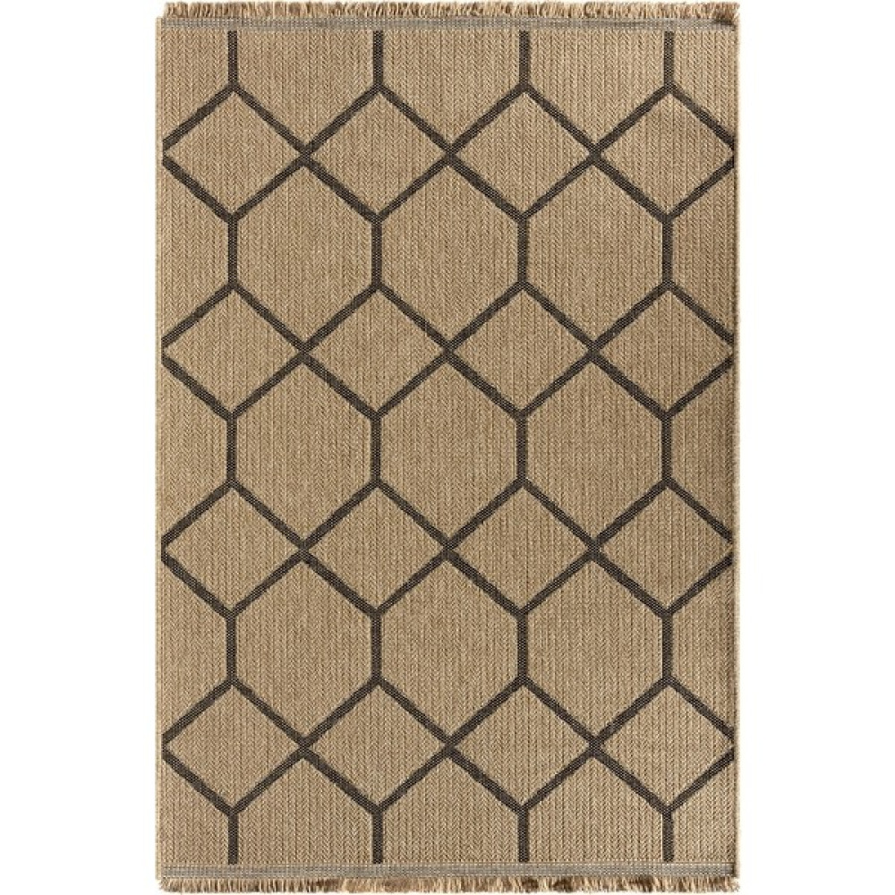 Lotus Halı India 669 Siyah Modern Jüt Desen Makine Halısı - 200 x 290 cm - Antrasit Salon Halısı Fiyatı