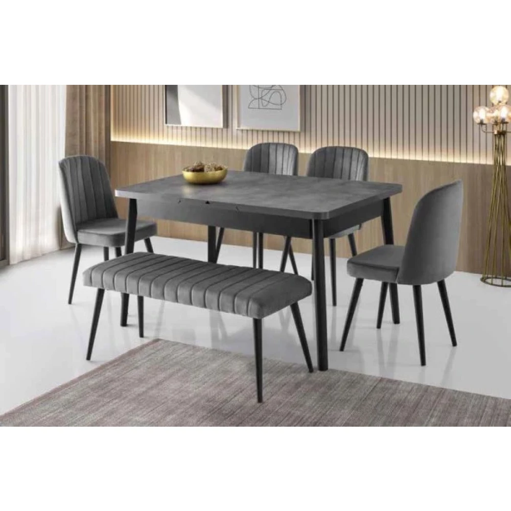 Lotus Polo High Gloss Yemek Masa Sandalye Banklı Takım Yemek & Mutfak Masası Fiyatı