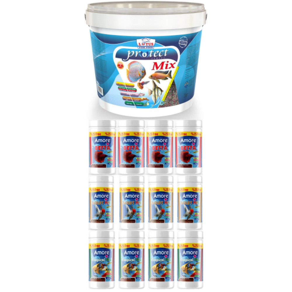 Lotus Protect Mix 2.4Kg Pro Chips 48-Protein Pre Biyotik Kova Balik Yemi,Betta-Goldy-Tropical- 4X125ml Evcil Hayvan Ürünleri Fiyatı