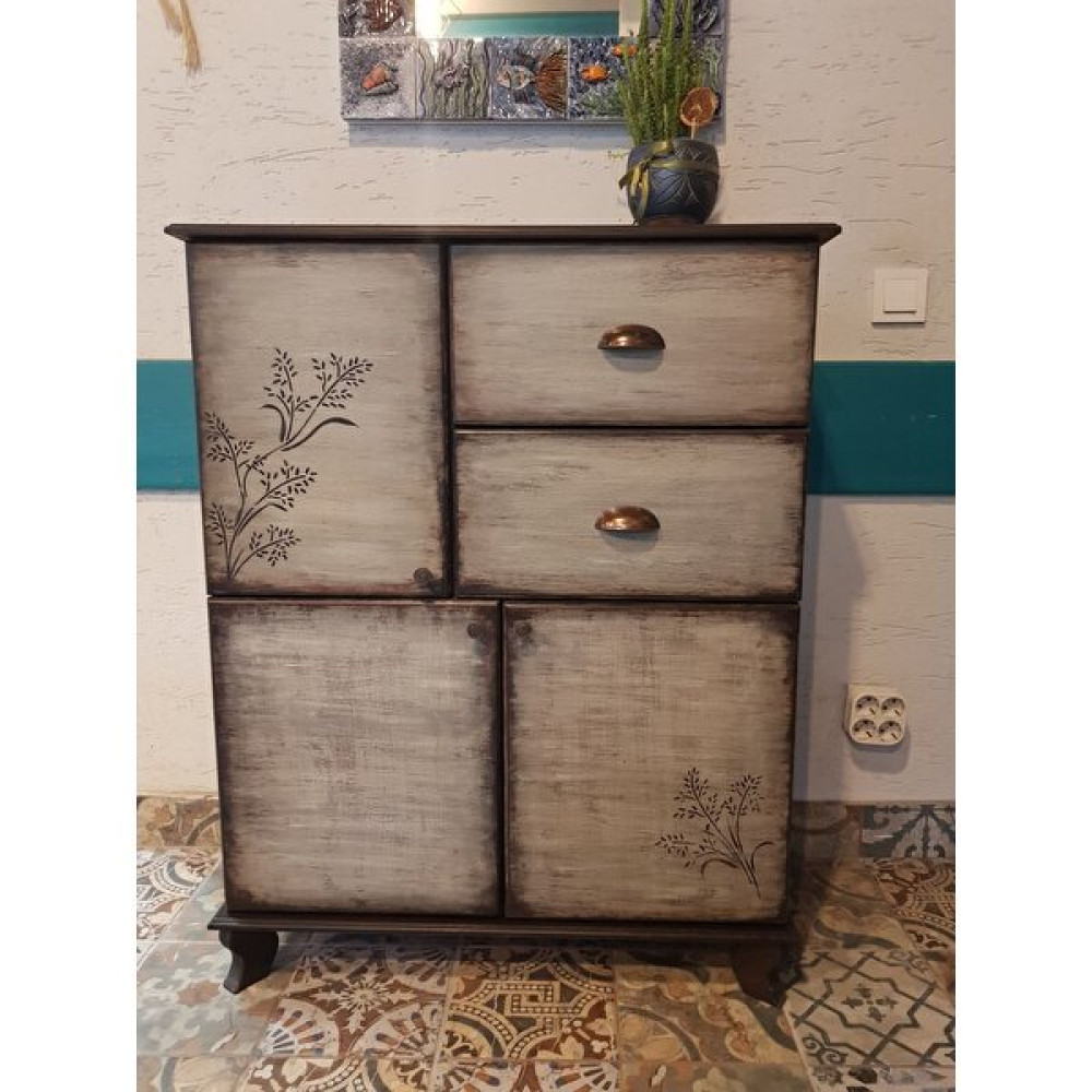 Lotus Sanat Atölyesi El Boyaması Vintage Çekmeceli Raflı Dolap Gardrop & Dolap Fiyatı