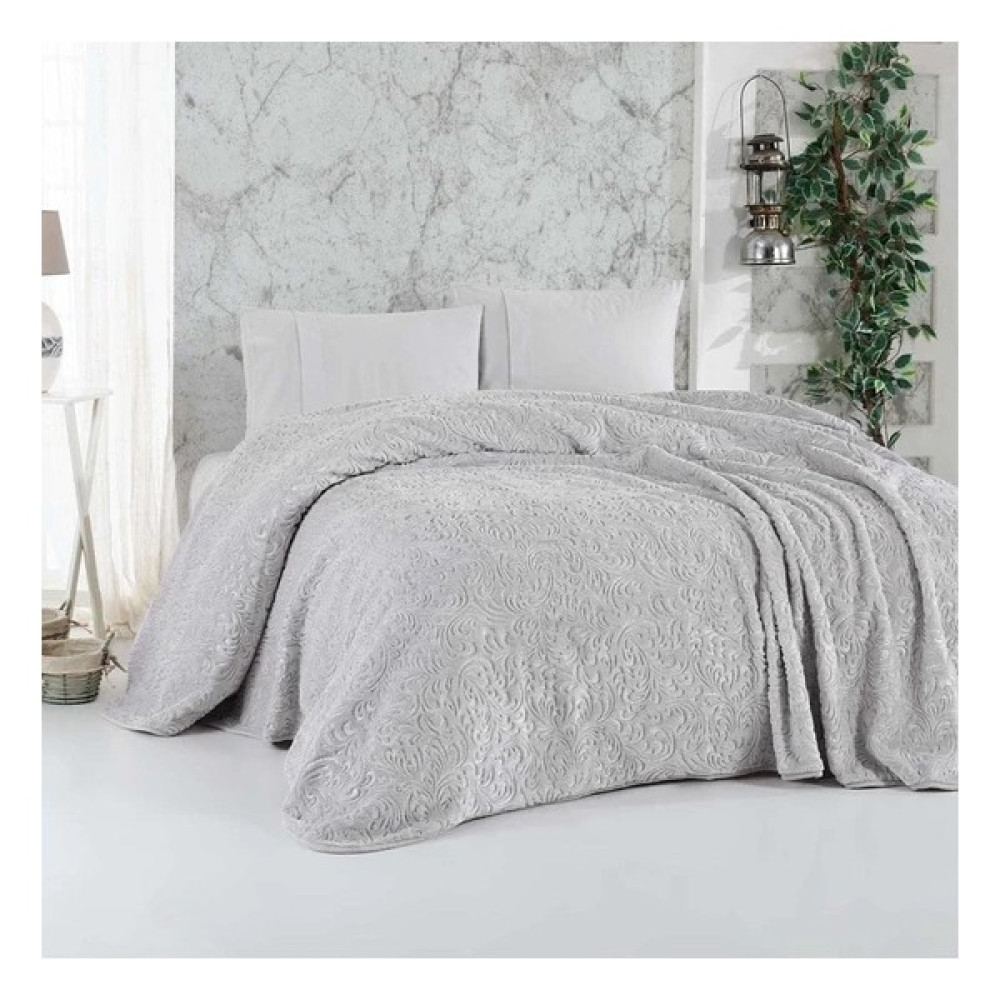 Lotushalı Merinos Elegans Çift Kişilik Battaniye Emboss - 220 x 240 cm - Gri Battaniye Fiyatı